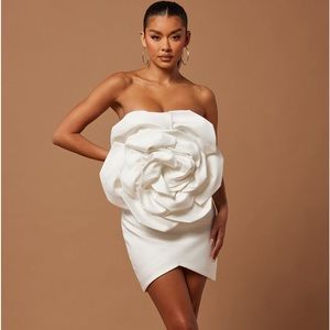 Deena Rose Satin Mini Dress - White